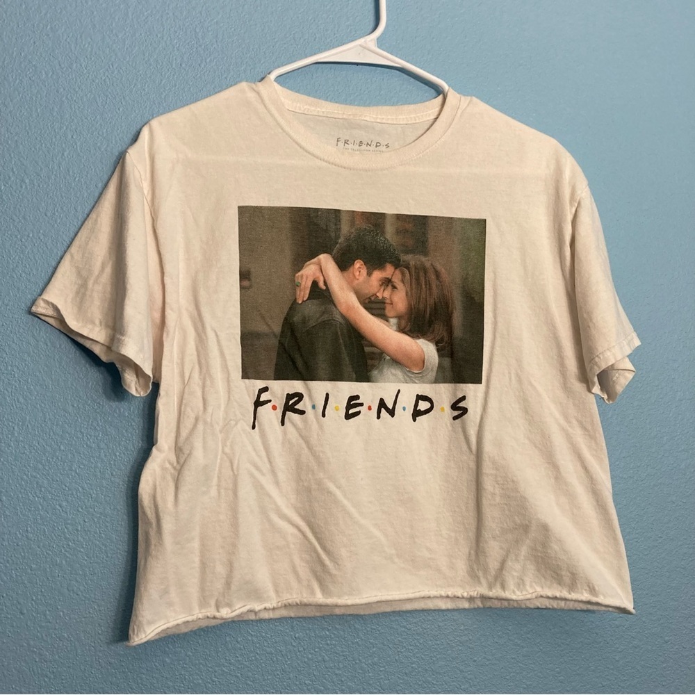 Friends Ross and Rachel Cropped Tee - Medium - White